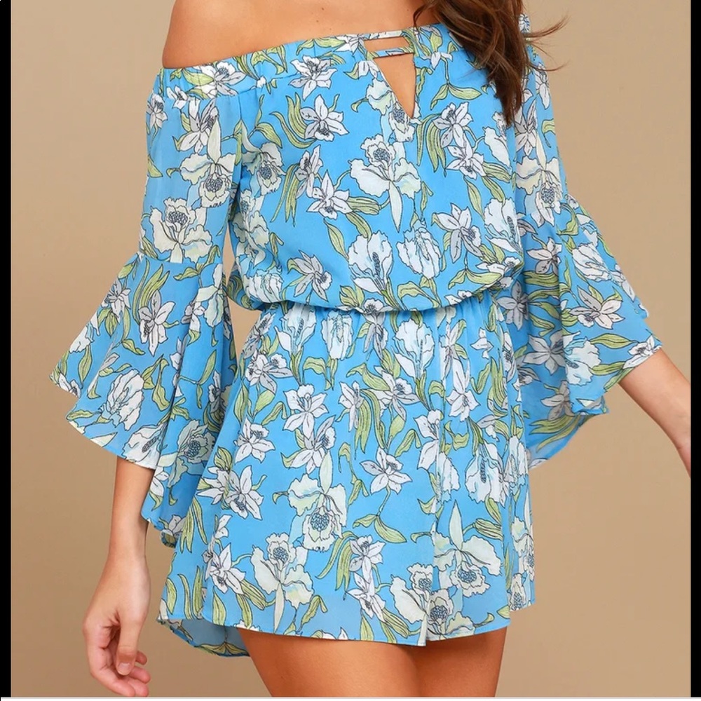 Lulus stay sweet floral off shoulder romper